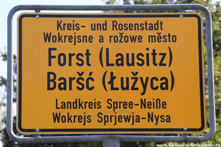 Ortstafel Forst (Lausitz) - Baršć (Łužyca)